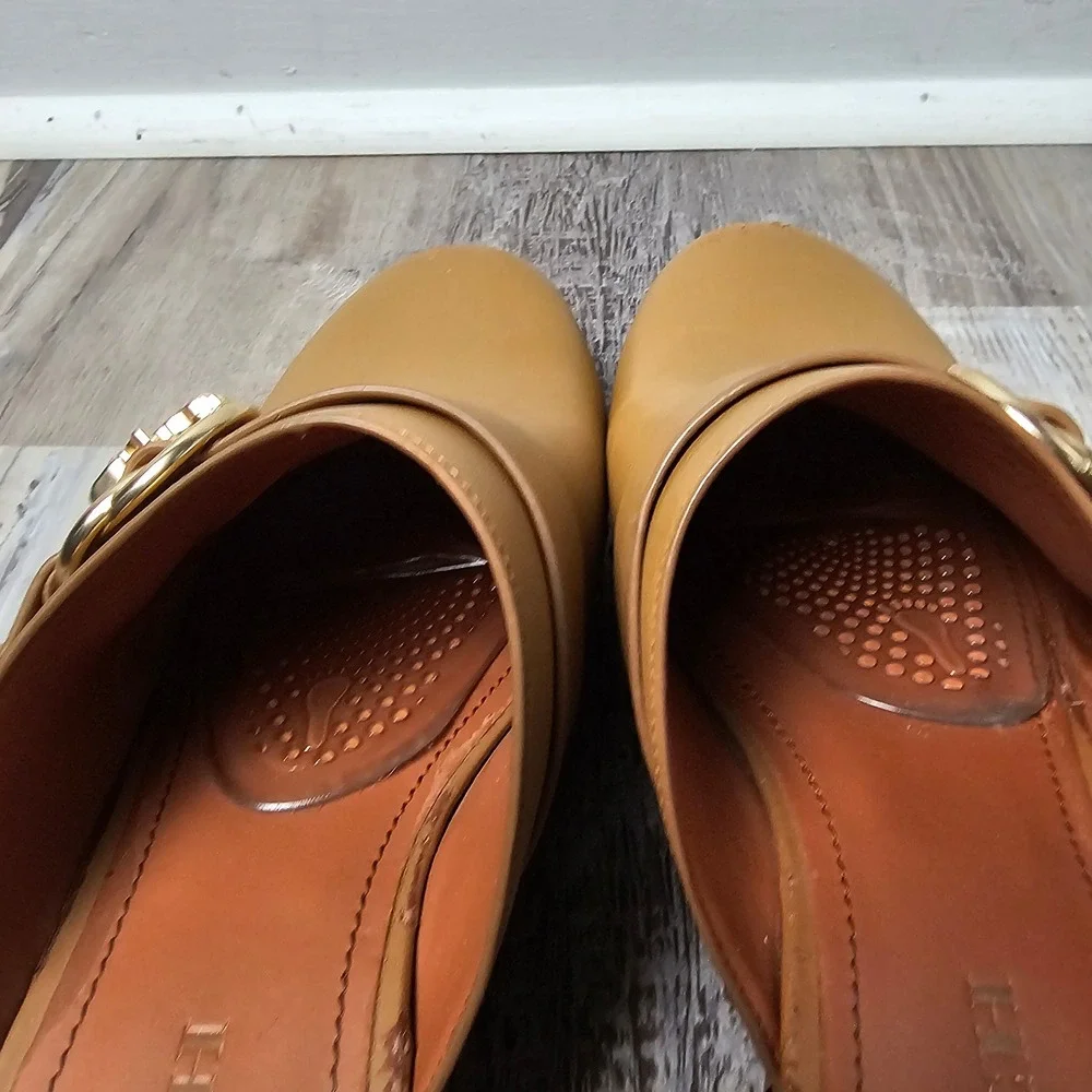 Coach Freya Womens 9.5B Clogs Tan Leather Studded G5158 Boho Retro Mules